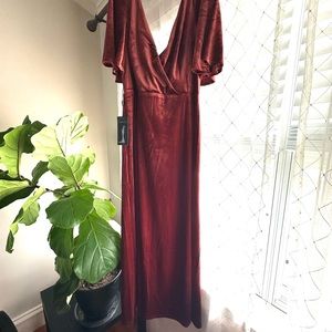Velvet plus size maxi dress